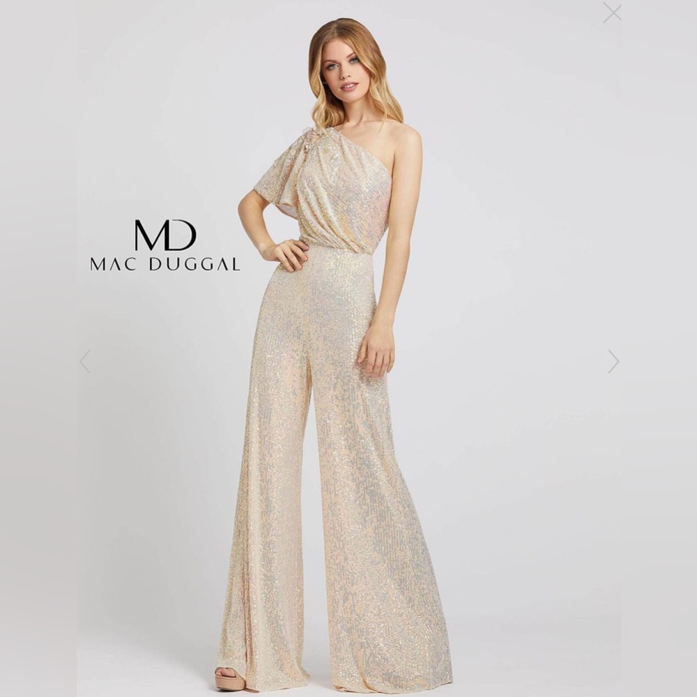 One-Shoulder Glitter Jumpsuit